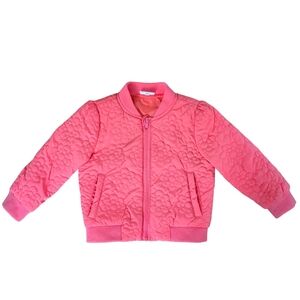 🌸 Seed Heritage Daisy Quilted Bomber Jacket Girls 3T Orange Coral